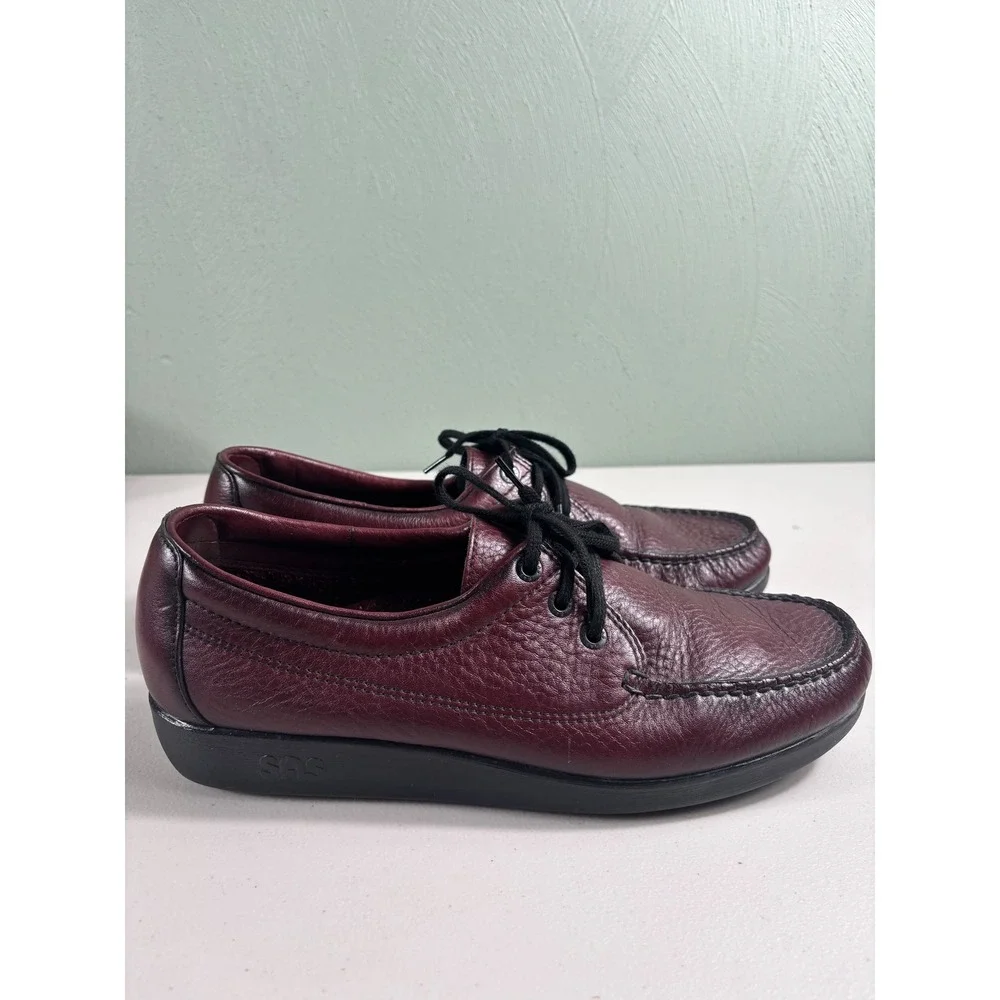 SAS Shoes Men's Burgundy‎ Leather Moc Toe Lace Up Comfort Size 12 M